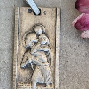 Antique médaille religieuse de saint Christophe en argent